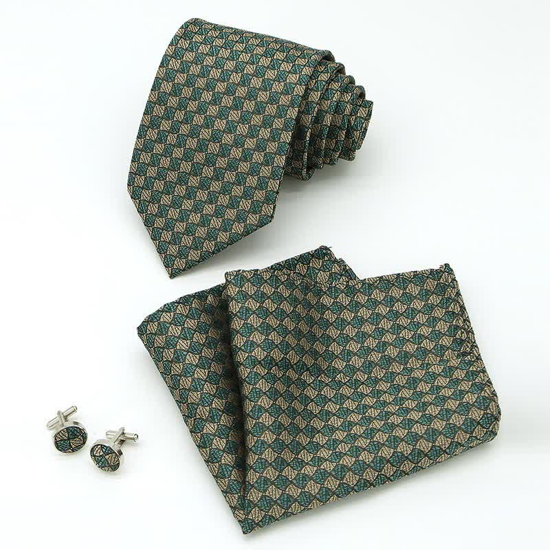 3Pcs Men's Gentlement Checked Plaid Necktie Set - Image 2
