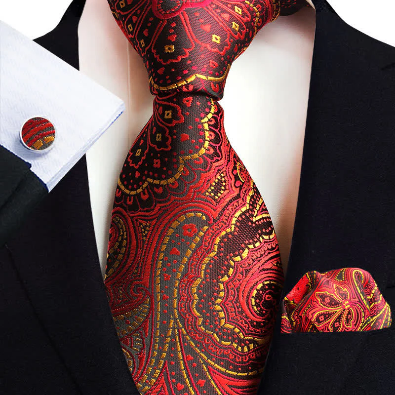 3Pcs Men's Classic Paisley Floral Necktie Set - Image 12