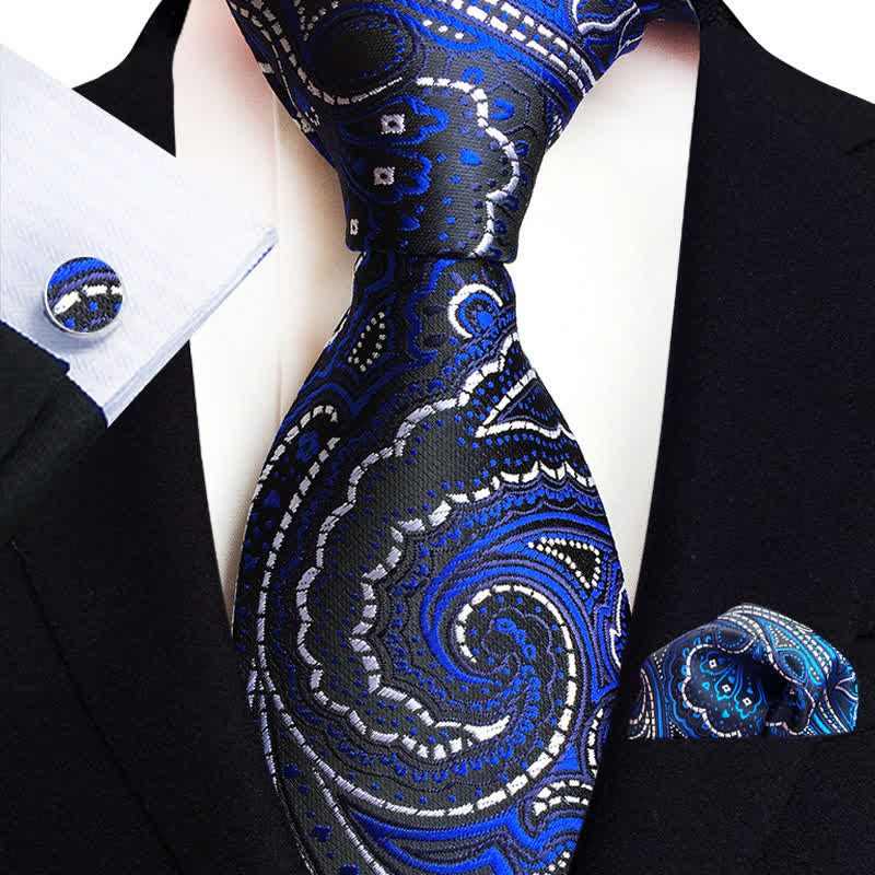 3Pcs Men's Classic Paisley Floral Necktie Set - Image 9