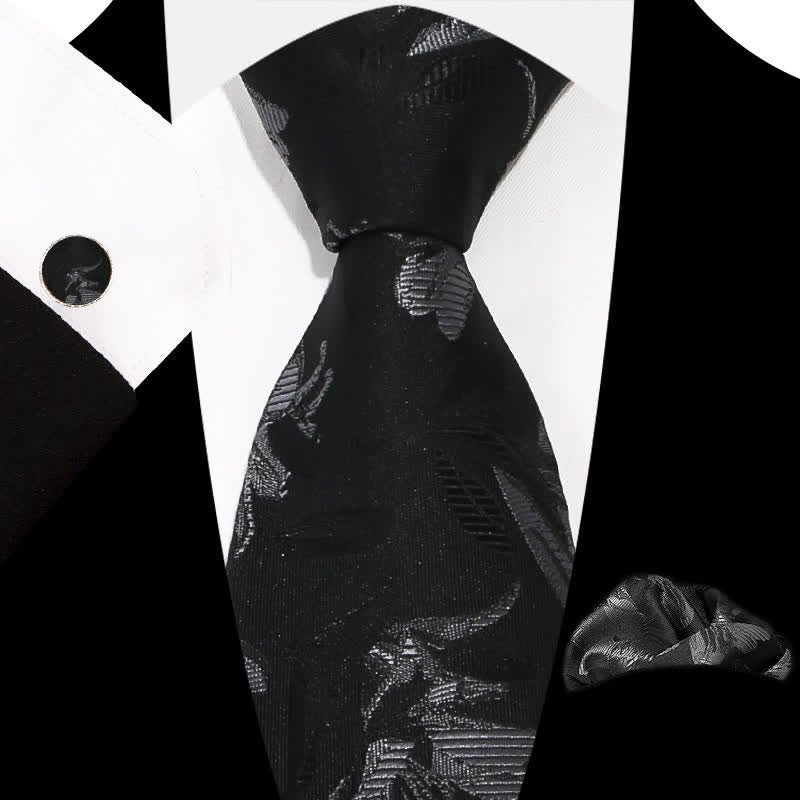 3Pcs Men's Graceful Exquisite Floral Pattern Necktie Set - Image 13