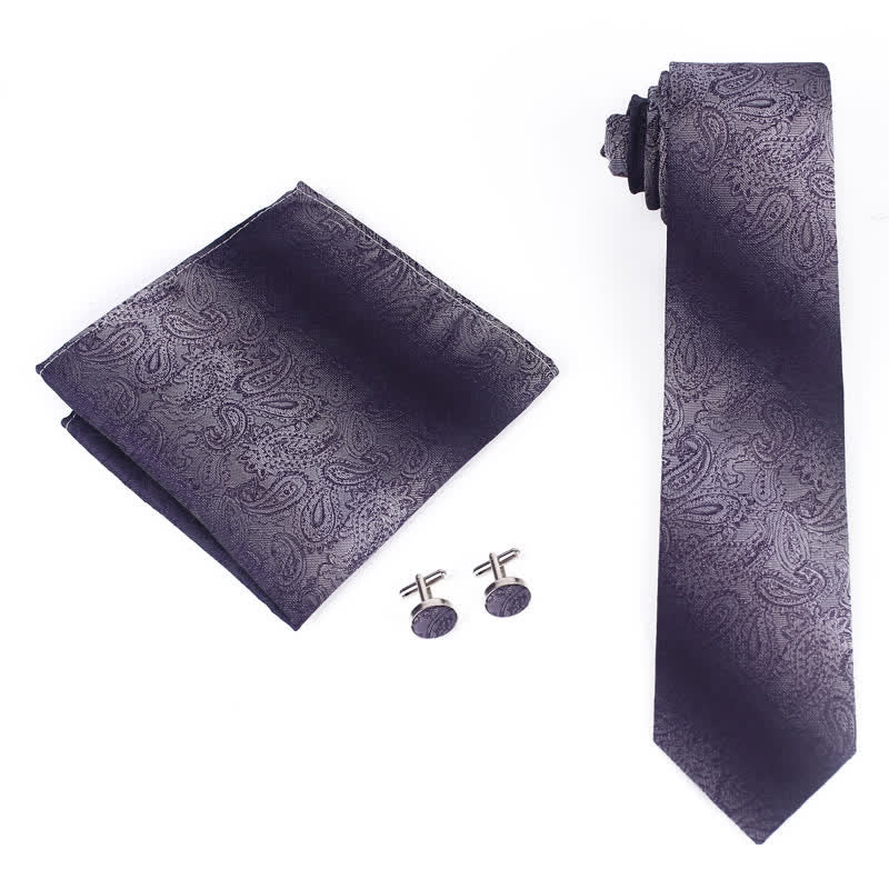3Pcs Men's Gradient Color Paisley Necktie Set - Image 2