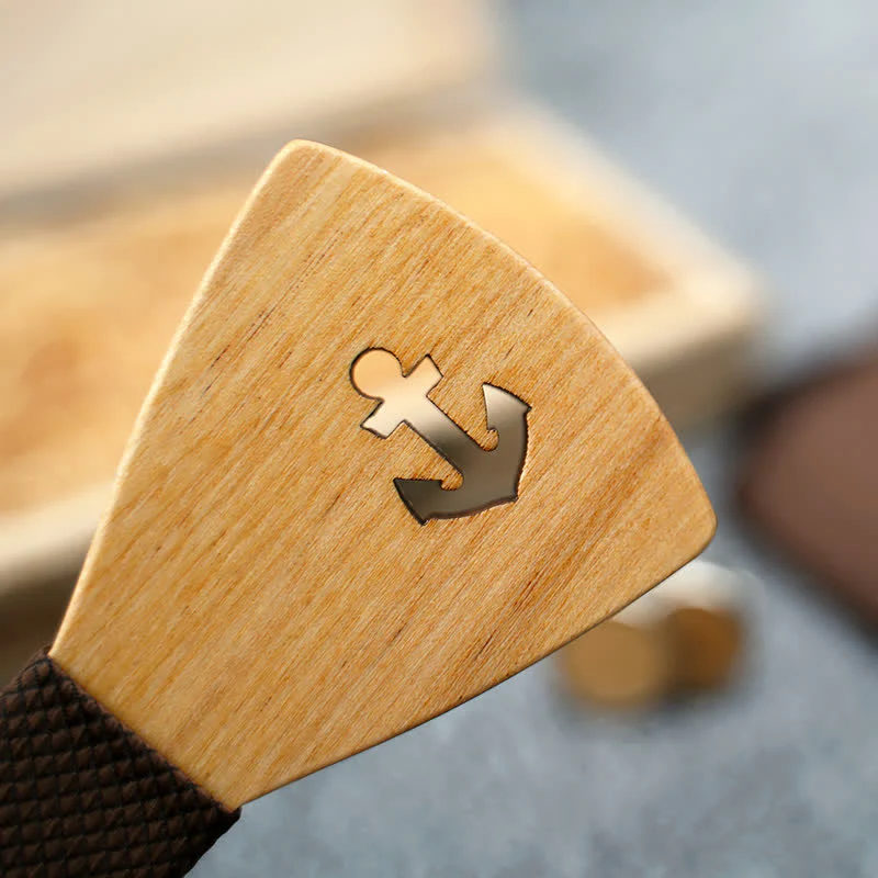 3Pcs Men's Hollow Boat Anchor Wooden Bow Tie Set - Image 5
