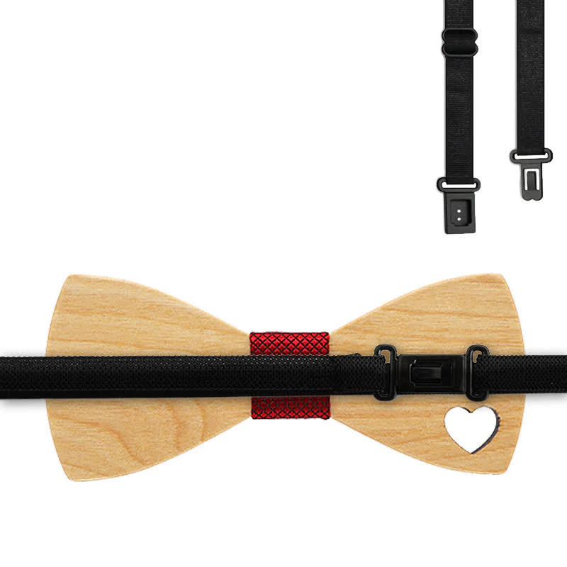 3Pcs Men's Hollow Heart Shape Wooden Bow Tie Set - Image 9