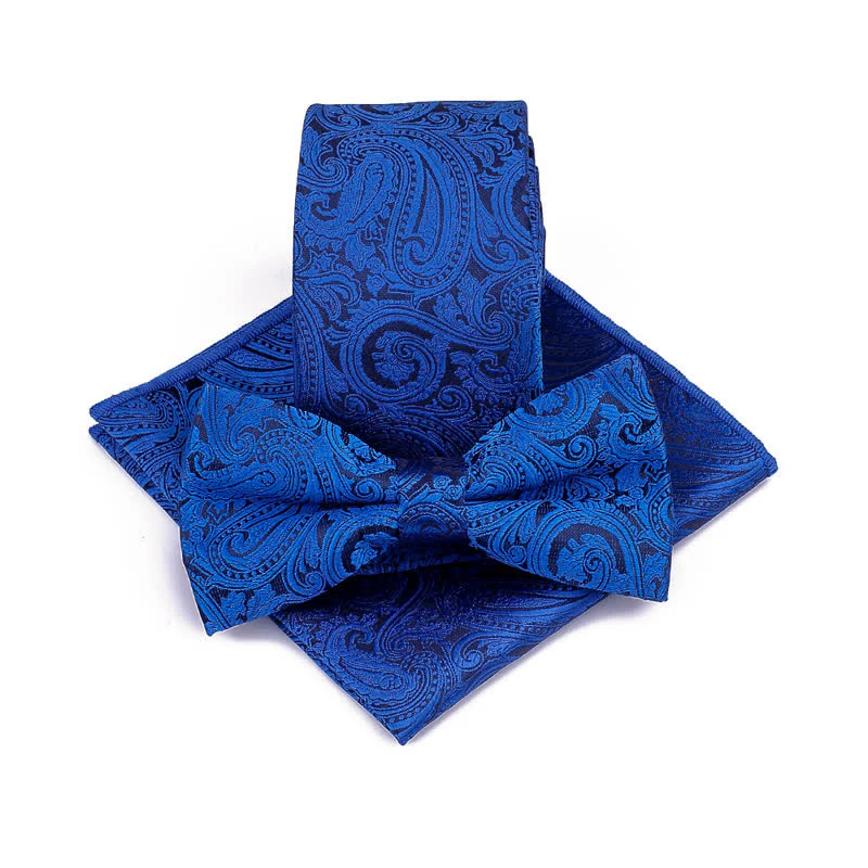 3Pcs Men's Paisley Ceremony Groom Bow Tie Necktie Set - Image 3
