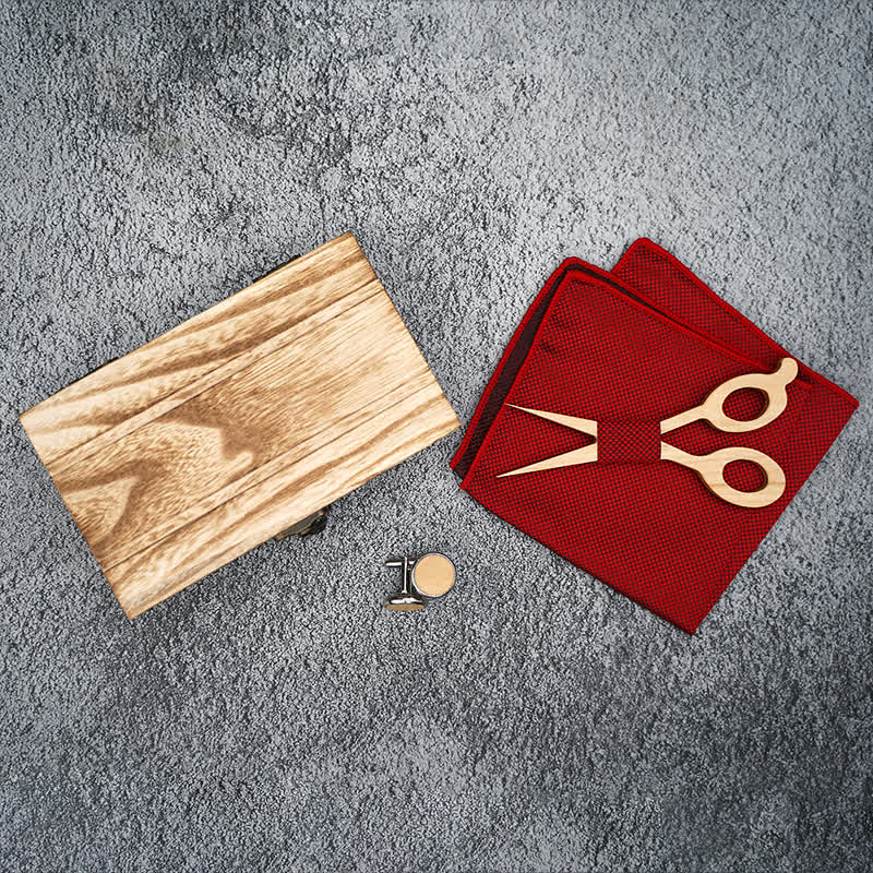 3Pcs Men's Scissors Wooden Bow Tie Set - Image 3