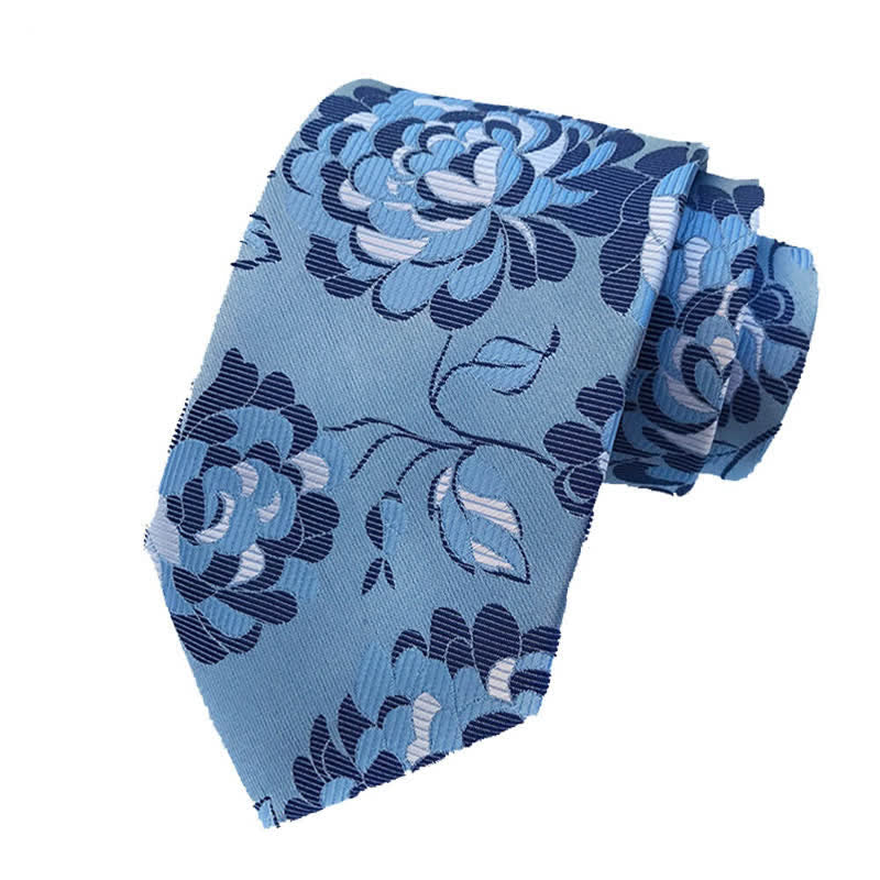 3Pcs Men's Showy Peony Floral Necktie Set - Image 4