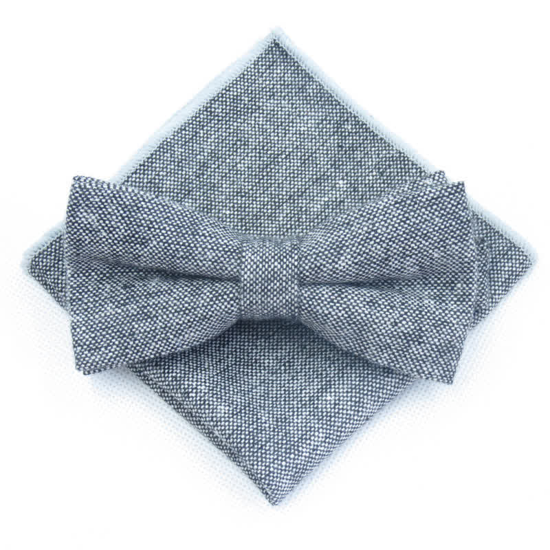 3Pcs Men's Solid Color Imitation Wool Bow Tie Necktie Set - Image 16