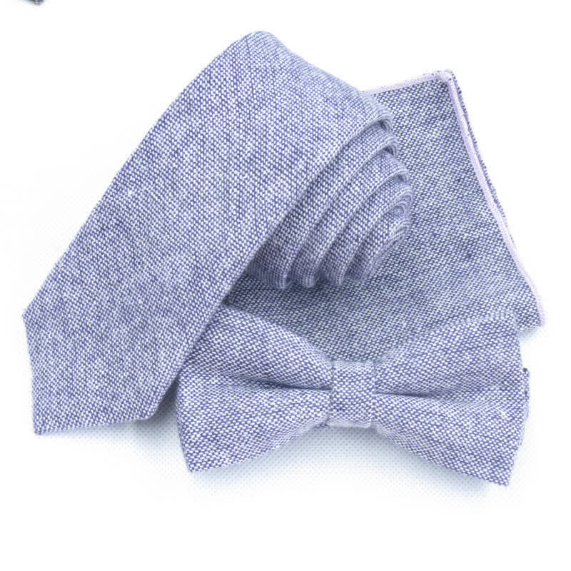 3Pcs Men's Solid Color Imitation Wool Bow Tie Necktie Set - Image 17