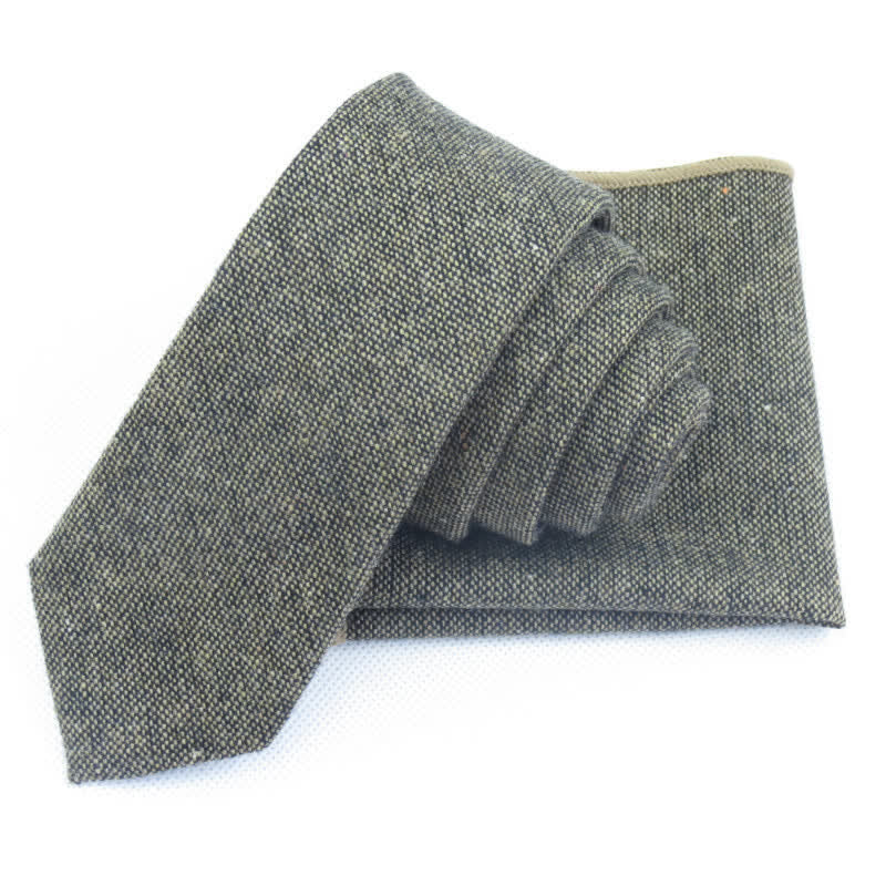 3Pcs Men's Solid Color Imitation Wool Bow Tie Necktie Set - Image 2