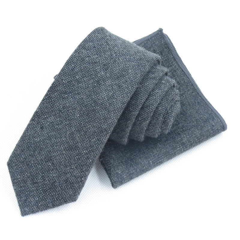 3Pcs Men's Solid Color Imitation Wool Bow Tie Necktie Set - Image 6
