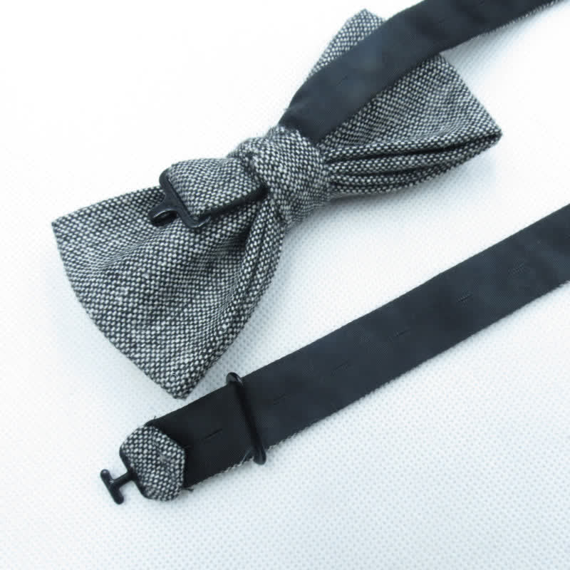 3Pcs Men's Solid Color Imitation Wool Bow Tie Necktie Set - Image 8