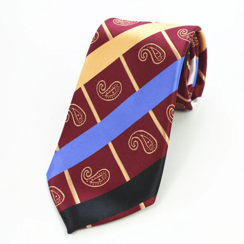 3Pcs Men's Striped Paisley Mixed Pattern Necktie Set - Image 2