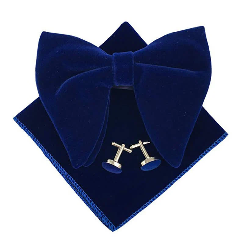 3Pcs Men's Velvet Oversized Pointed Bow Tie Set - Image 10