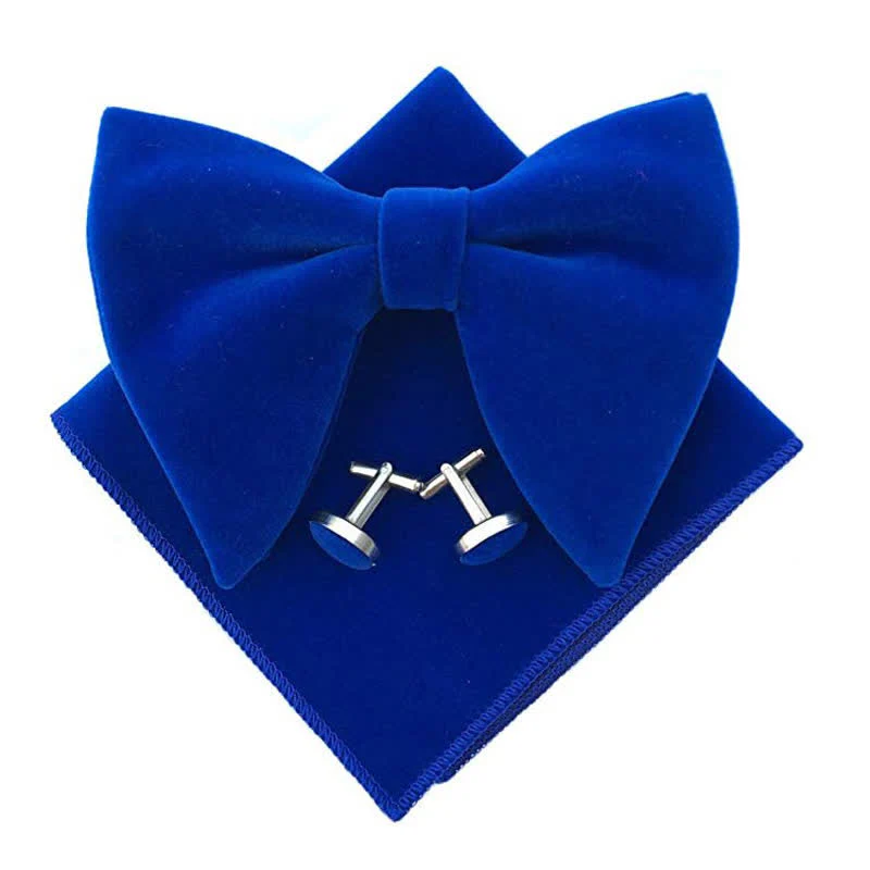 3Pcs Men's Velvet Oversized Pointed Bow Tie Set - Image 12