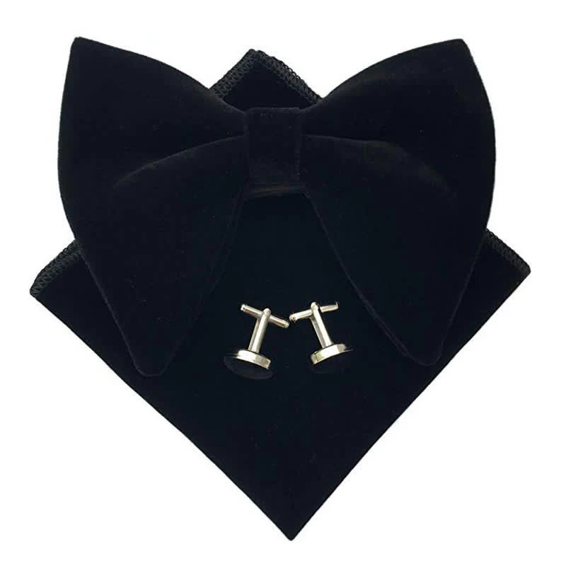 3Pcs Men's Velvet Oversized Pointed Bow Tie Set - Image 4