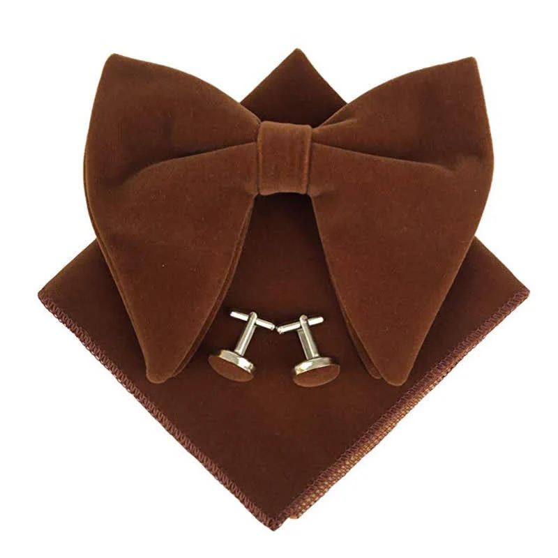 3Pcs Men's Velvet Oversized Pointed Bow Tie Set - Image 5