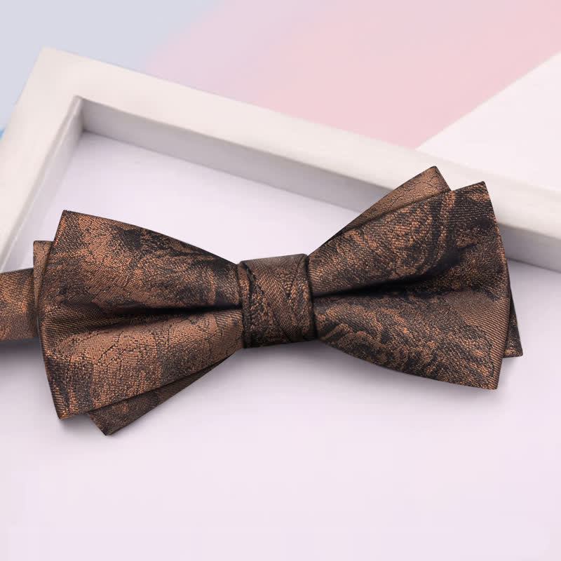 3Pcs Men's Vintage Bronze Flower BowTie Necktie Set - Image 6