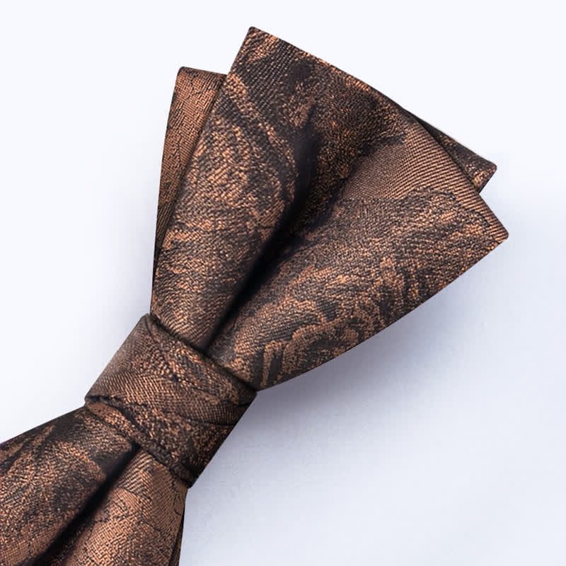 3Pcs Men's Vintage Bronze Flower BowTie Necktie Set - Image 8