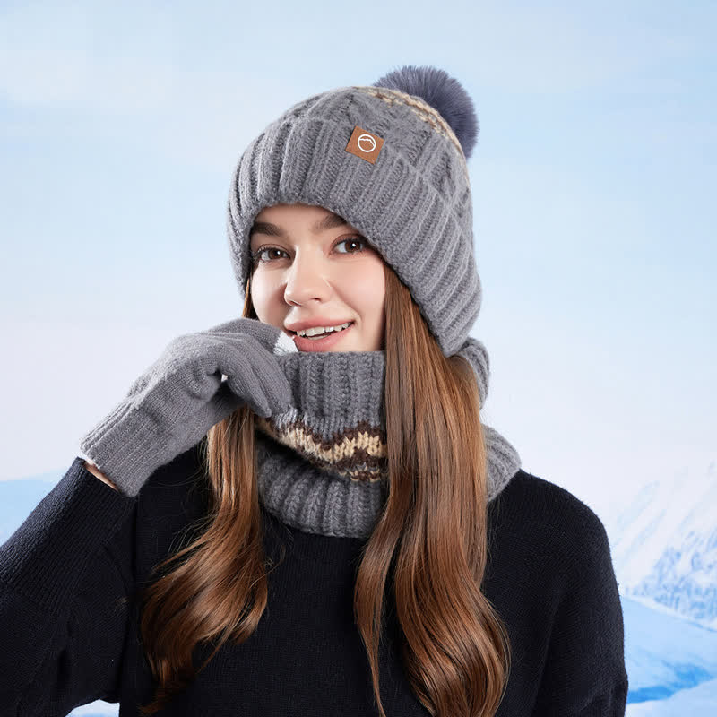 3Pcs Minimalist Style Hat Neck Gaiter Gloves Set - Image 10