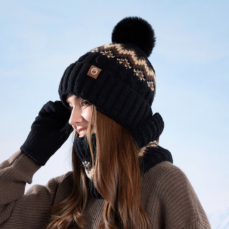 3Pcs Minimalist Style Hat Neck Gaiter Gloves Set - Image 16
