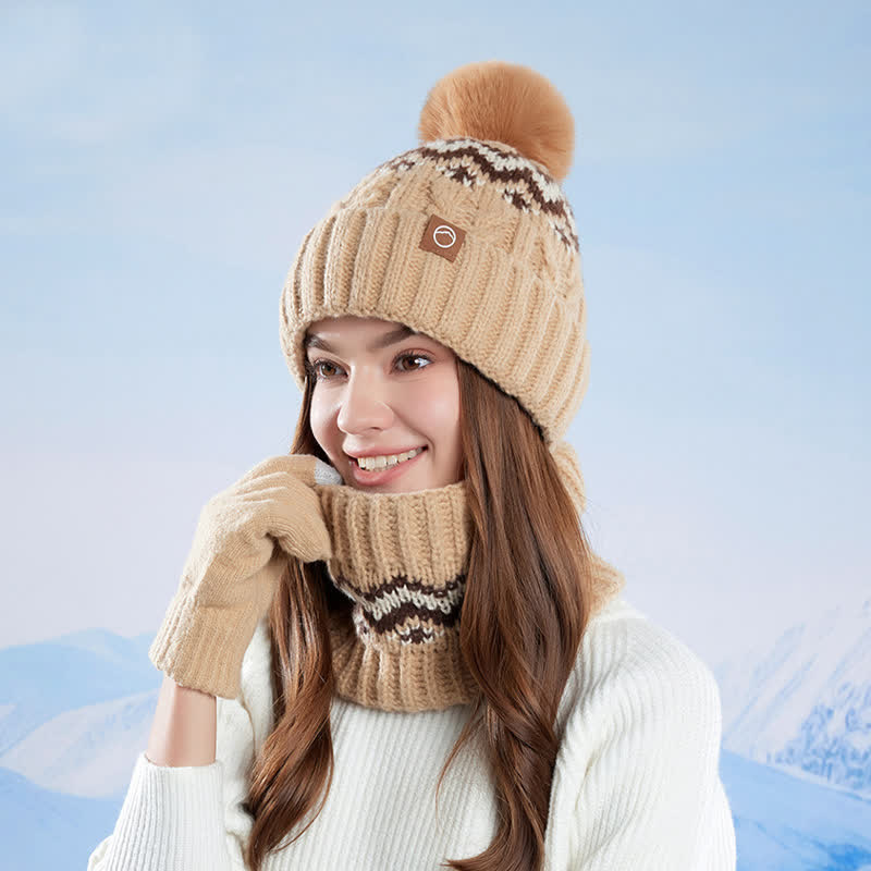 3Pcs Minimalist Style Hat Neck Gaiter Gloves Set - Image 2