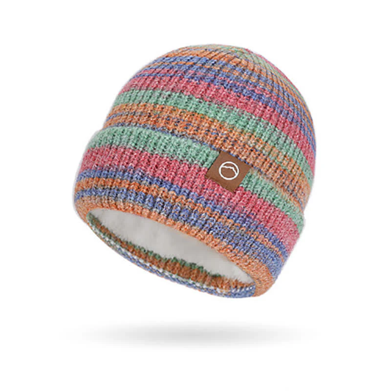 3PCS Multicolour Neutral Stripes Hat Scarf Gloves Set - Image 4
