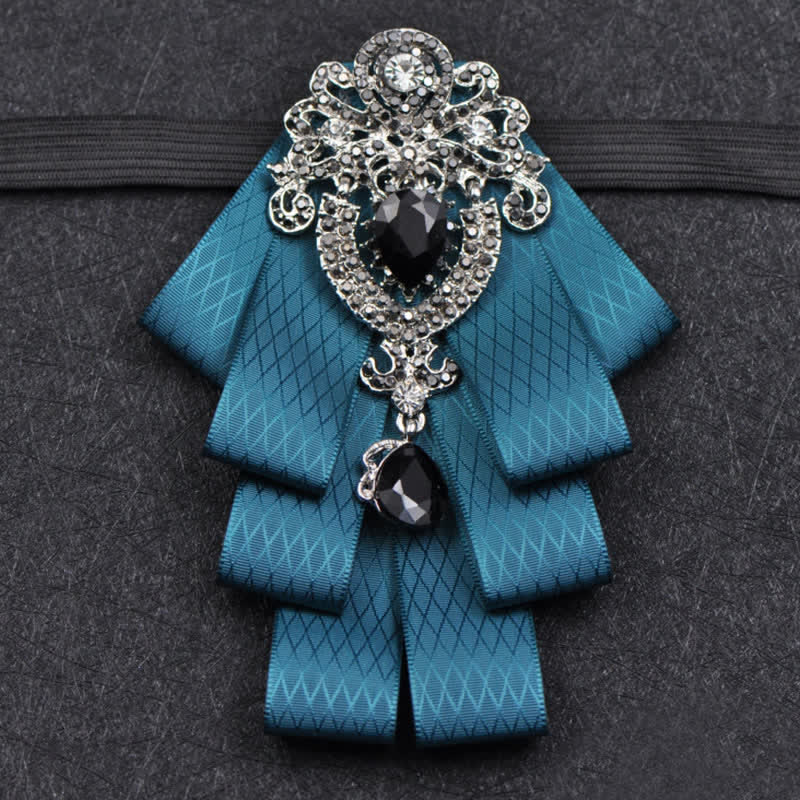 3Pcs Plaid Black Rhinestone Bow Tie Set - Image 11
