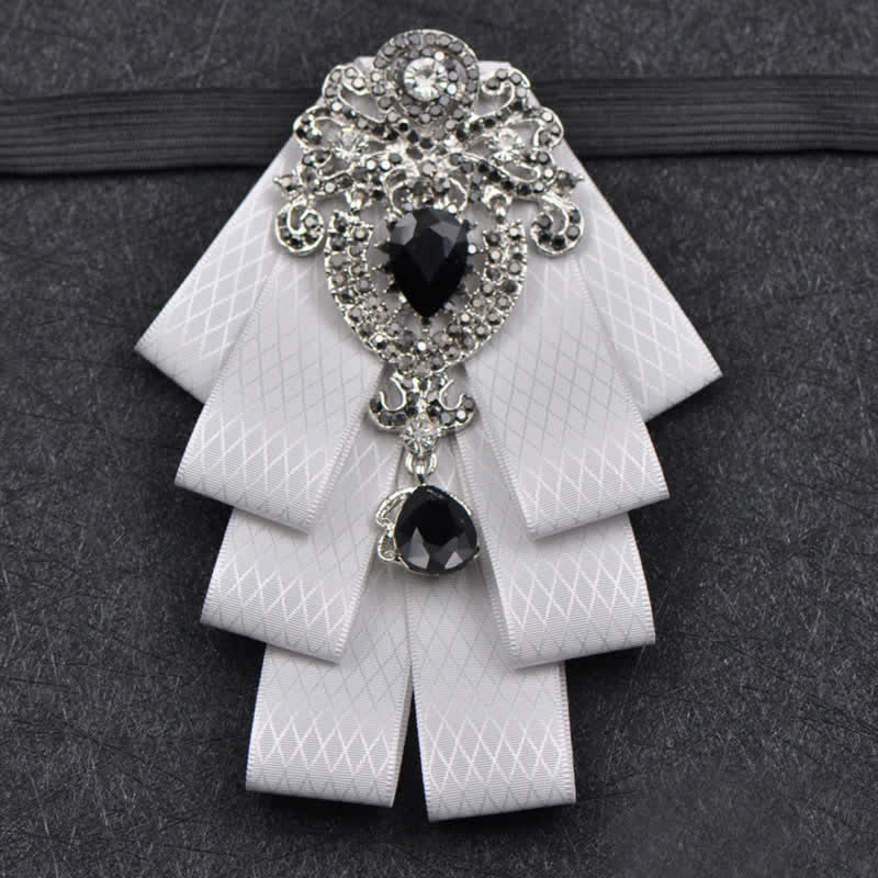 3Pcs Plaid Black Rhinestone Bow Tie Set - Image 13