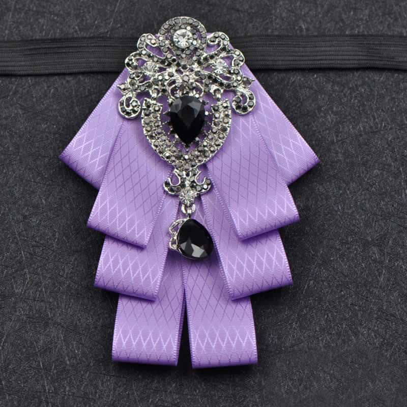 3Pcs Plaid Black Rhinestone Bow Tie Set - Image 15