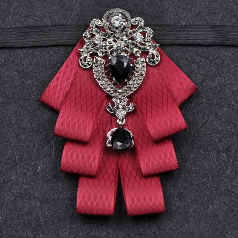 3Pcs Plaid Black Rhinestone Bow Tie Set - Image 17