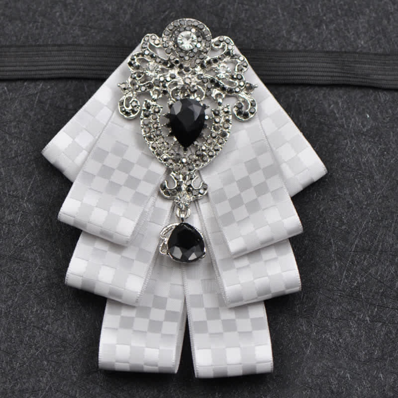 3Pcs Plaid Black Rhinestone Bow Tie Set - Image 23