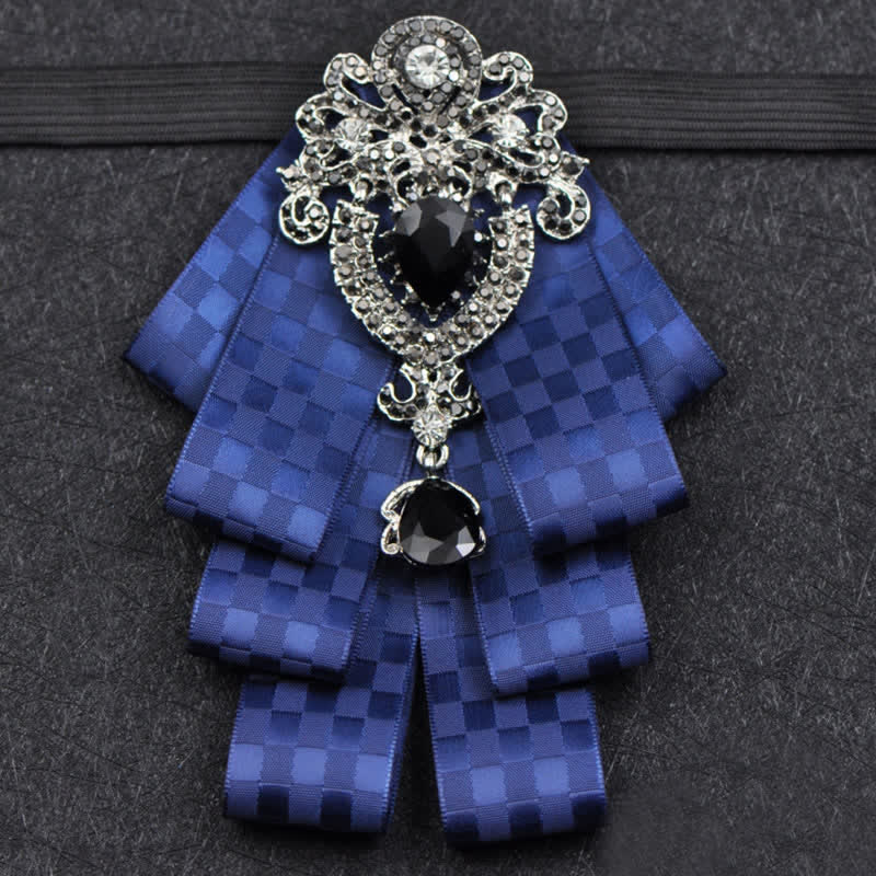 3Pcs Plaid Black Rhinestone Bow Tie Set - Image 25