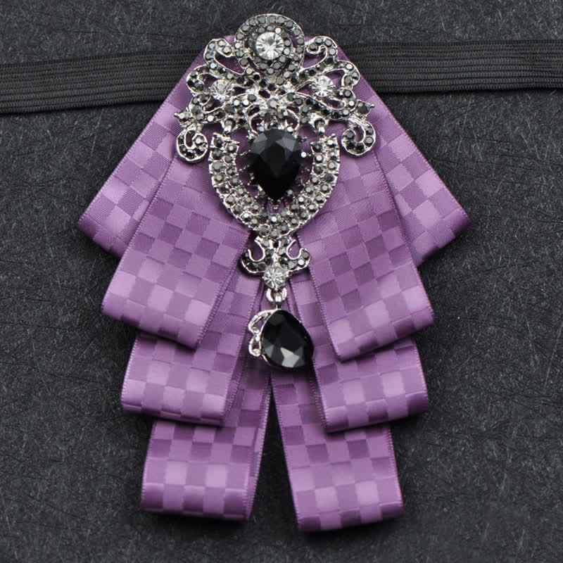 3Pcs Plaid Black Rhinestone Bow Tie Set - Image 27