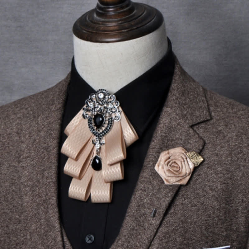 3Pcs Plaid Black Rhinestone Bow Tie Set - Image 28