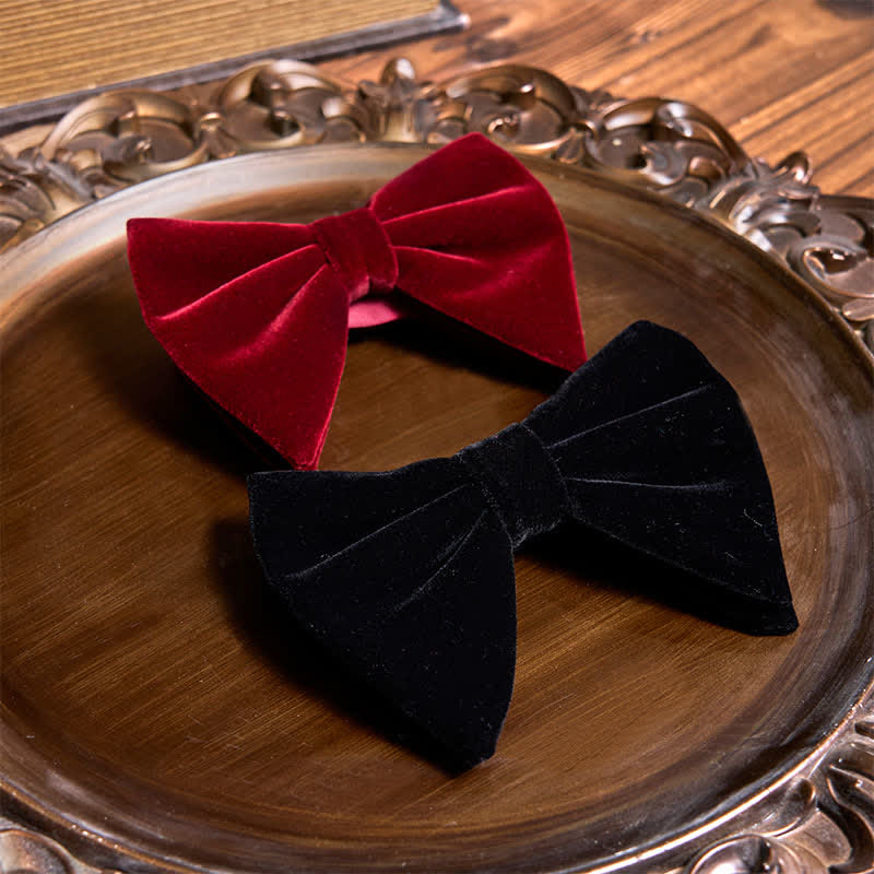 3Pcs Red Series Oversized Velvet Bow Ties Bundle Set - Image 5