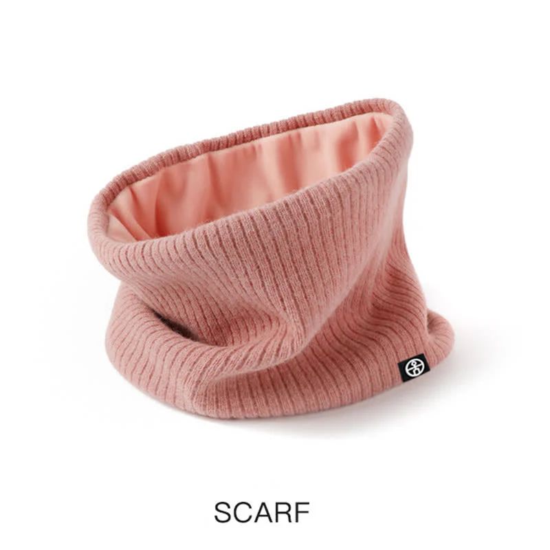 3Pcs Unisex Solid Color Soft Hat Scarf Gloves Set - Image 5