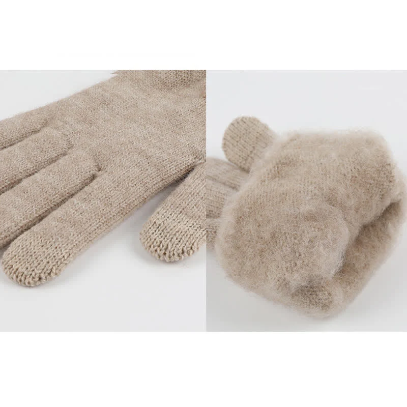 3Pcs Unisex Solid Color Soft Hat Scarf Gloves Set - Image 9
