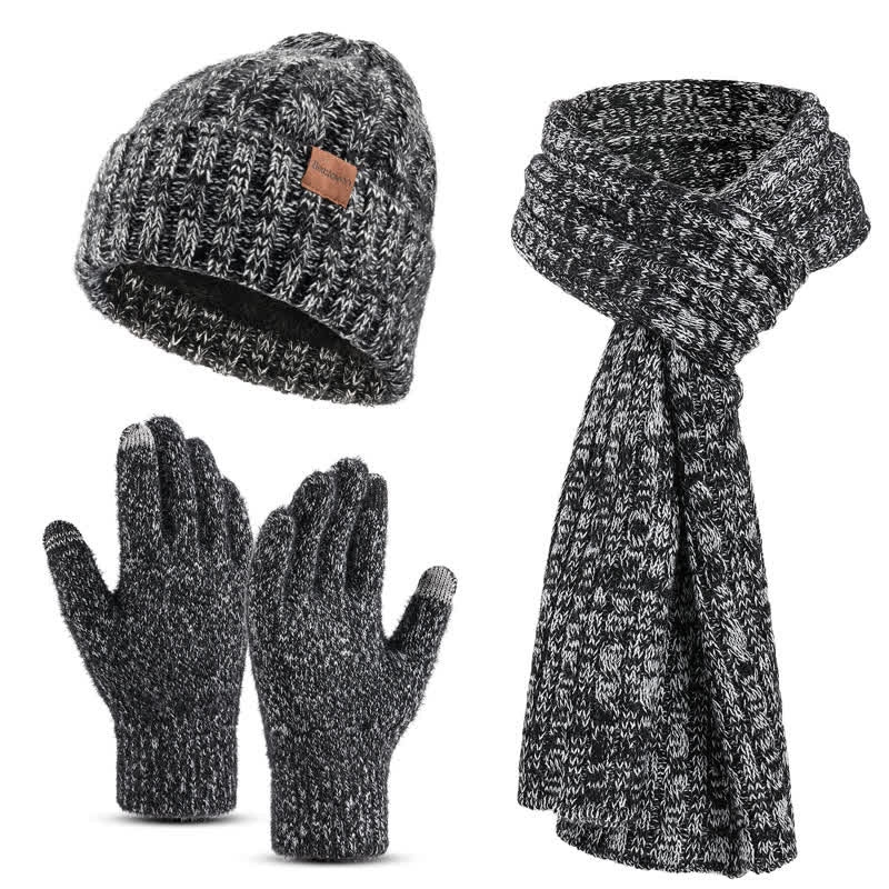 3Pcs Unisex Stylish Hat Long Scarf Touch Screen Gloves Set - Image 11