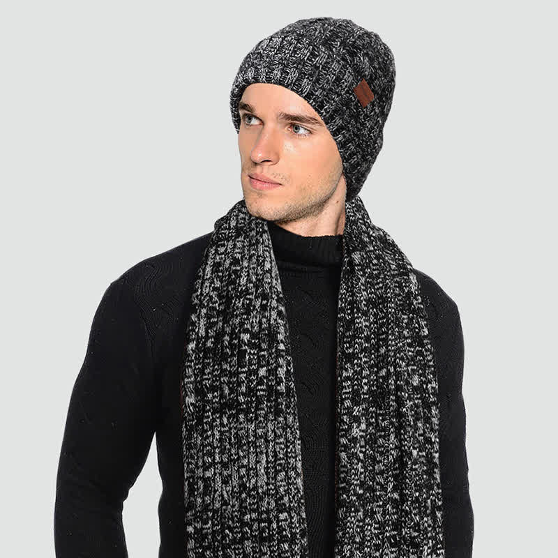 3Pcs Unisex Stylish Hat Long Scarf Touch Screen Gloves Set - Image 12