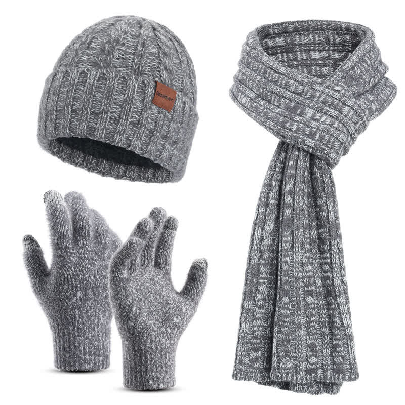 3Pcs Unisex Stylish Hat Long Scarf Touch Screen Gloves Set - Image 14