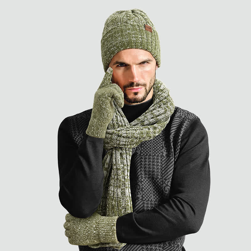 3Pcs Unisex Stylish Hat Long Scarf Touch Screen Gloves Set - Image 2
