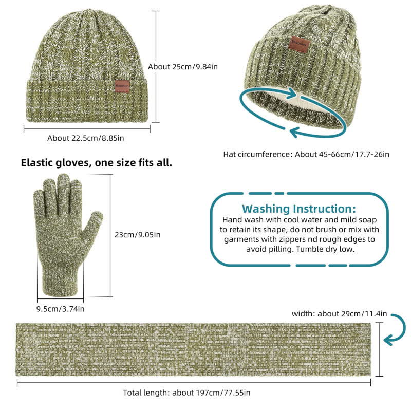 3Pcs Unisex Stylish Hat Long Scarf Touch Screen Gloves Set - Image 5