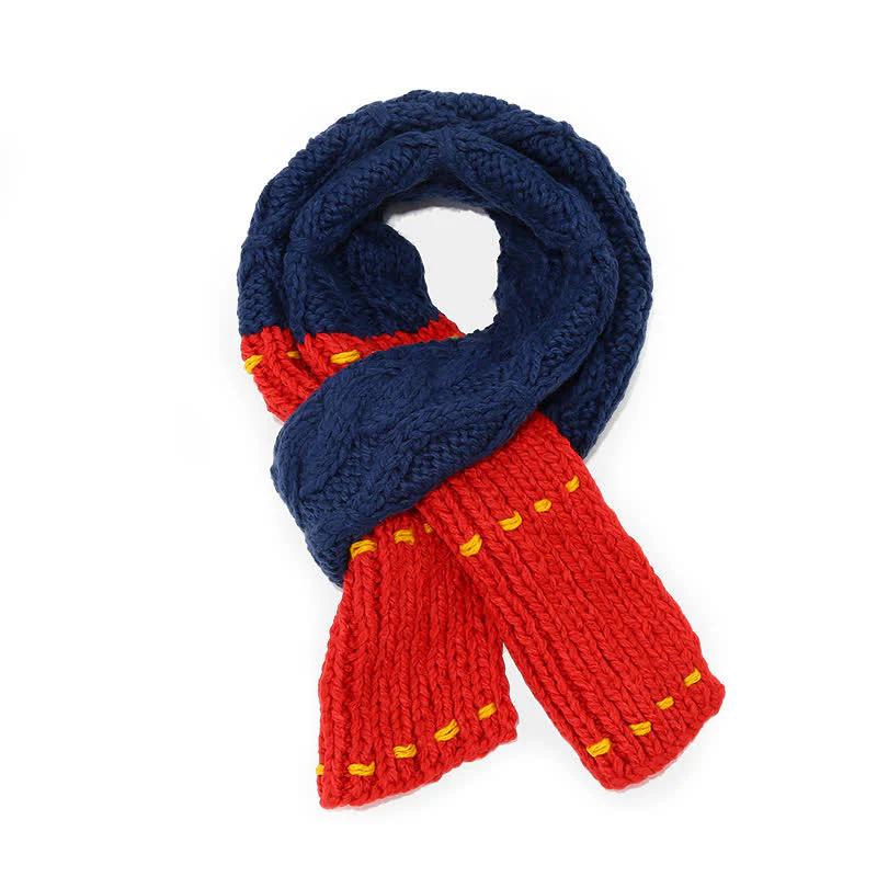 3Pcs Trendy Line Design Color-Blocked Hat Scarf Gloves Set - Image 4