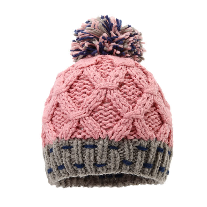 3Pcs Trendy Line Design Color-Blocked Hat Scarf Gloves Set - Image 6