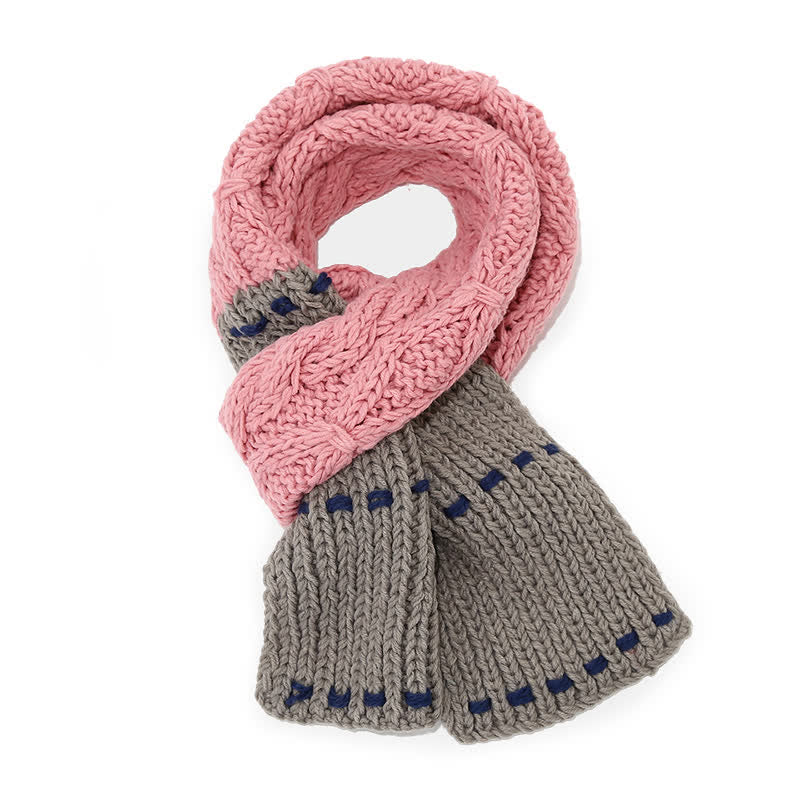 3Pcs Trendy Line Design Color-Blocked Hat Scarf Gloves Set - Image 8