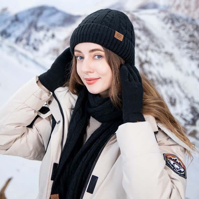 3Pcs Unisex Warm Hat Scarf Gloves Set - Image 17
