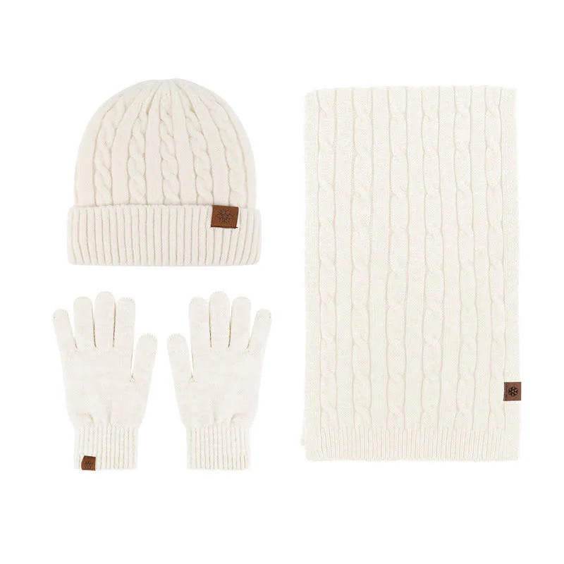 3Pcs Unisex Warm Hat Scarf Gloves Set - Image 20