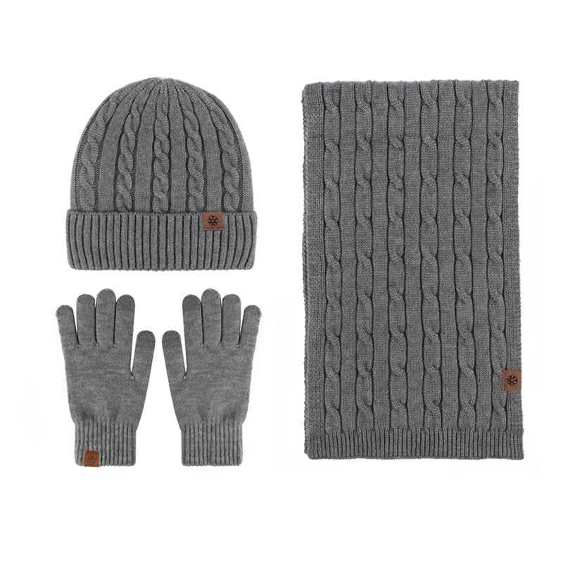 3Pcs Unisex Warm Hat Scarf Gloves Set - Image 21