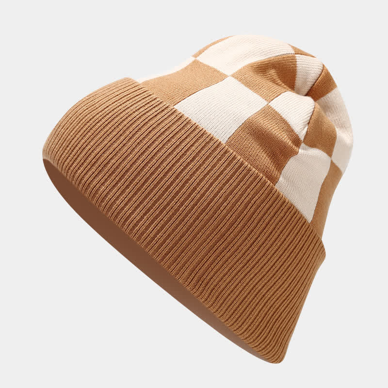 3Pcs Unisex Checkerboard Plaid Hat Scarf Gloves Set - Image 2