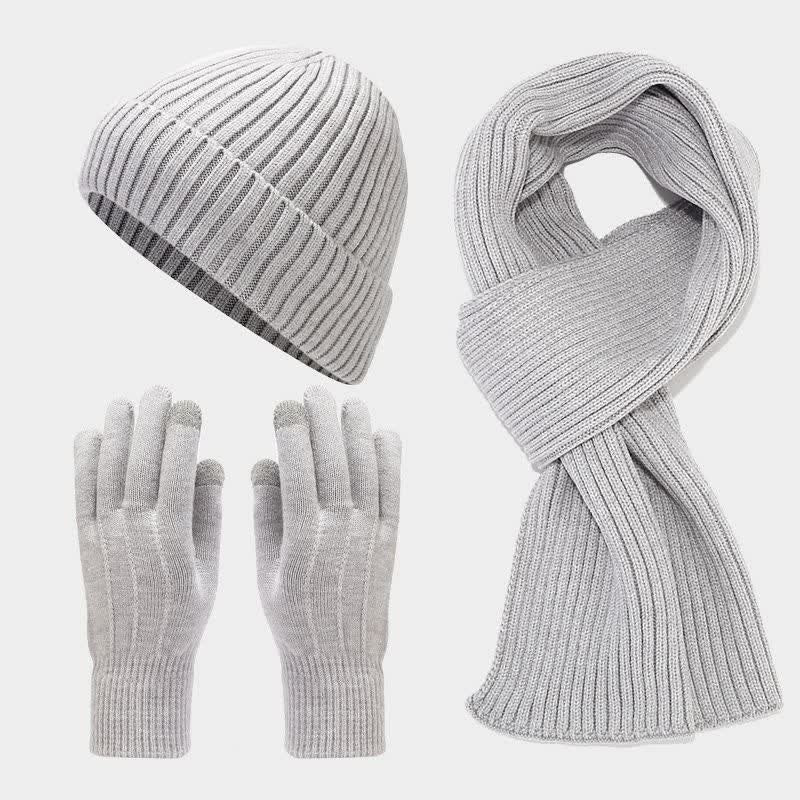 3Pcs Unisex Classic Versatile Hat Scarf Gloves Set - Image 21